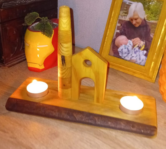 Wooden Engine House Tealight Holder