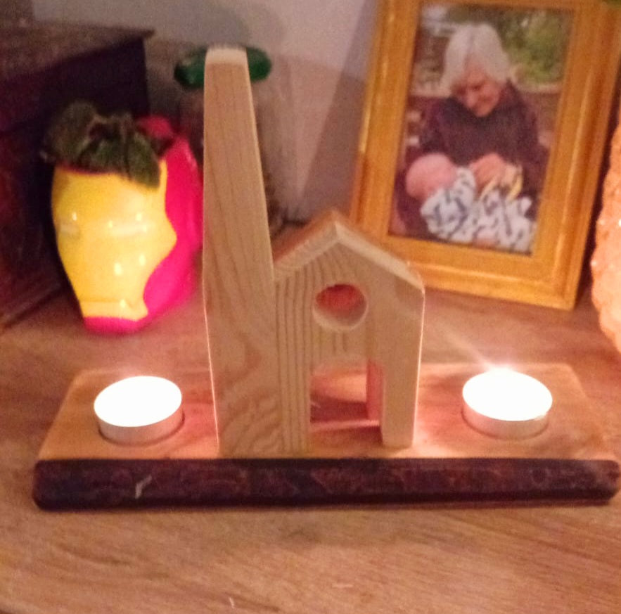 Wooden Engine House Tealight Holder