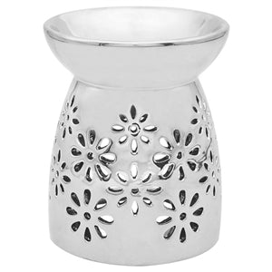 Silver Floral Cut Out Wax/Oil Warmer 14cm